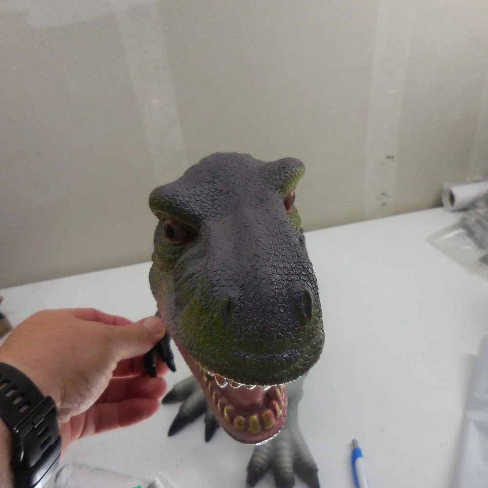 Toys R Us Large 28 Long T-Rex Dinosaur Figure Purple Green Soft Rubber T1817